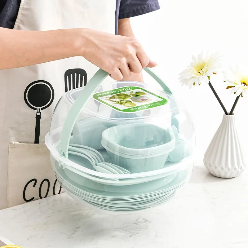 Camping Cooking Dining Set - Draagbare plastic serviesset voor buiten, 54-delig,