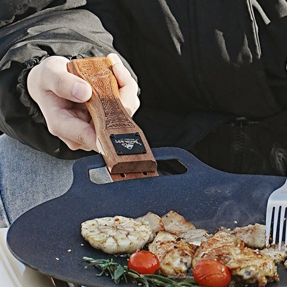 Camping Hiking Cooking - Outdoor Grillpan van Natuurlijk Hout met