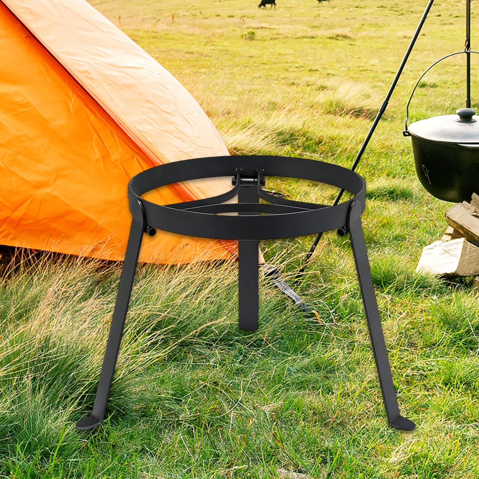 Camping Hiking Cooking - Vouwbare kookkampvuur-tripod van ijzer, draagbare grillstandaard,