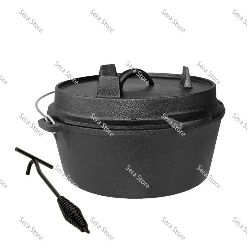 Camp Dutch Oven Cast - 25cm gietijzeren Dutch Oven campingpot, draagbare