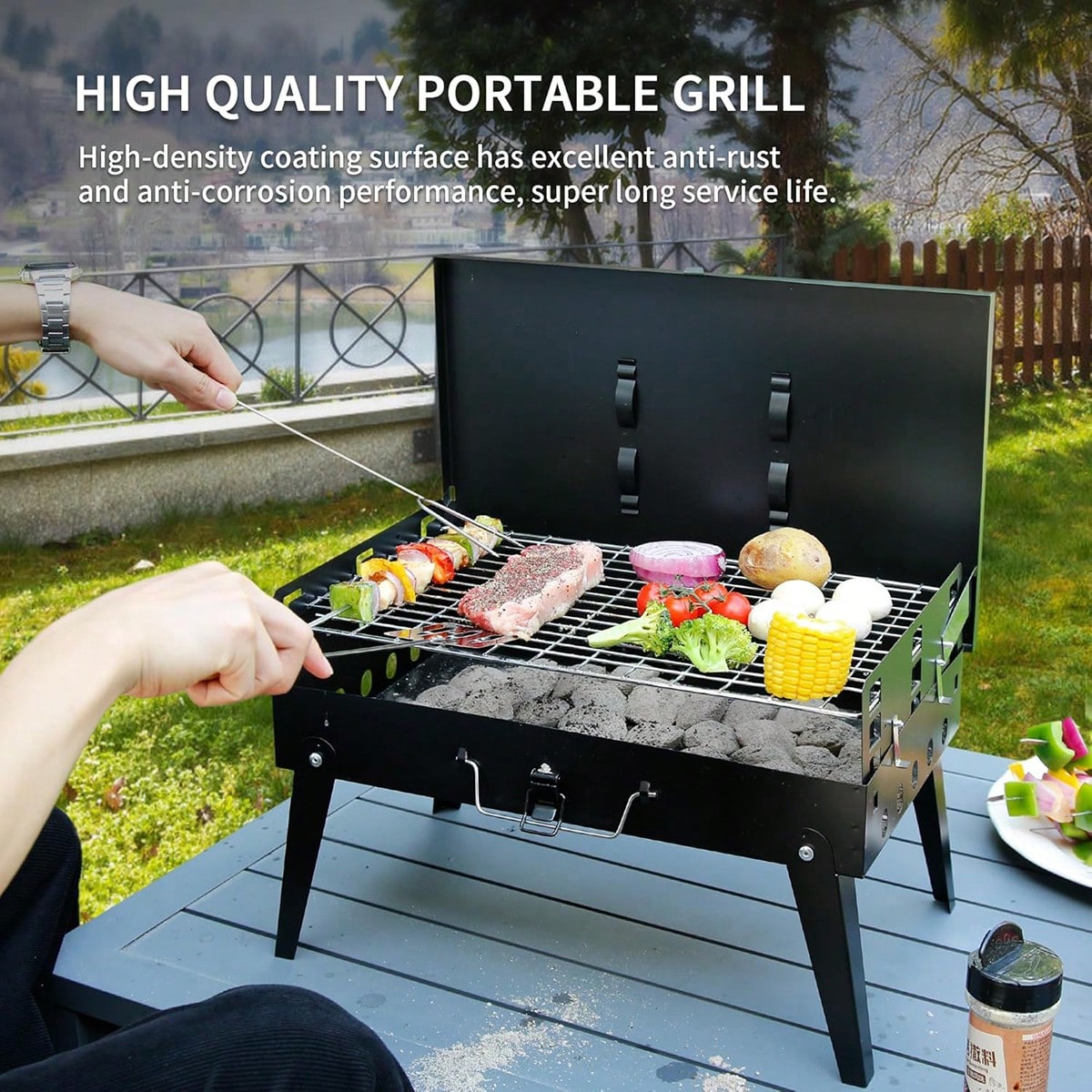 1 kleine, draagbare houtskoolg - Camping Hiking Cooking recensie en prijs