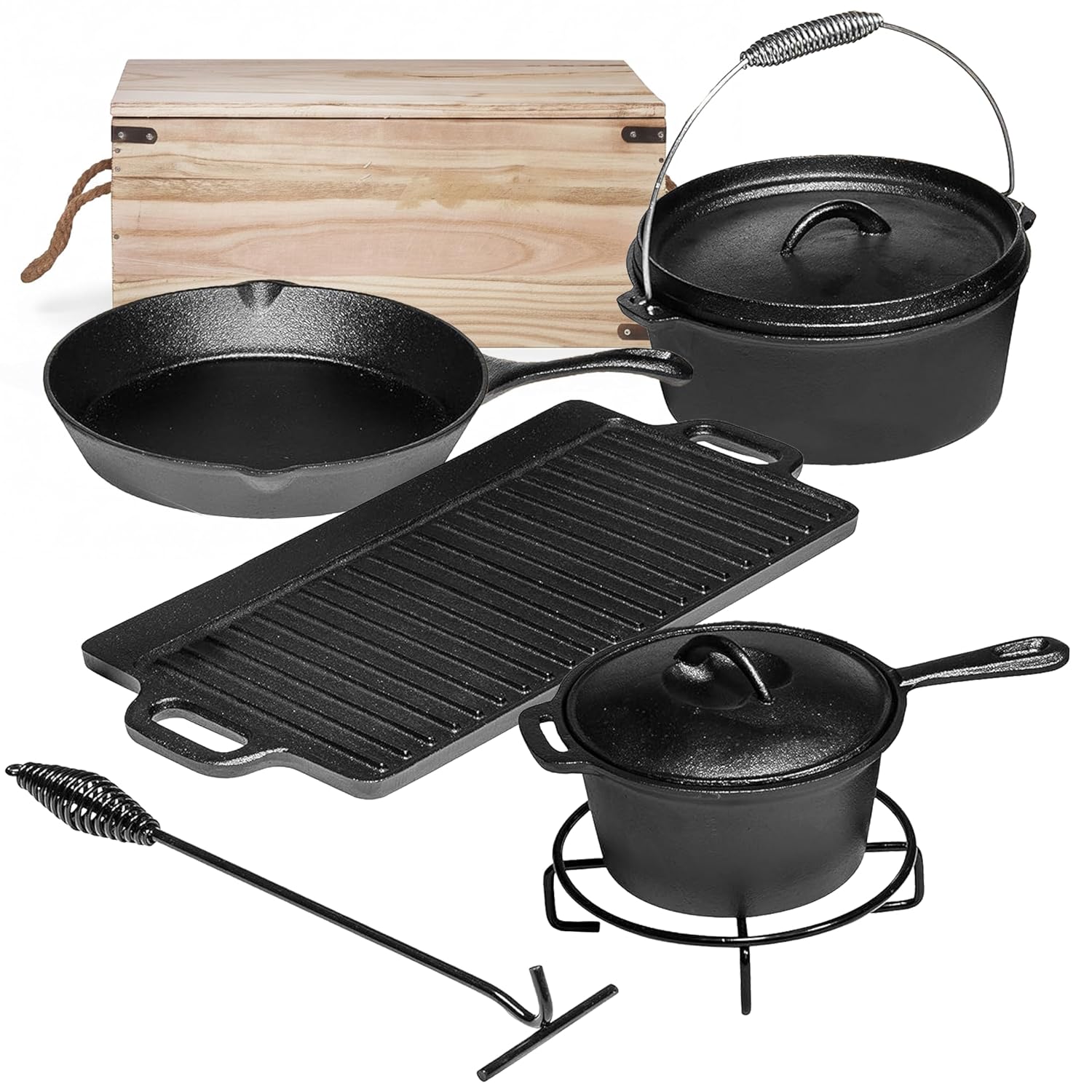 Camping kookset van 7 delen. V - Camp Dutch Oven Cast recensie en prijs